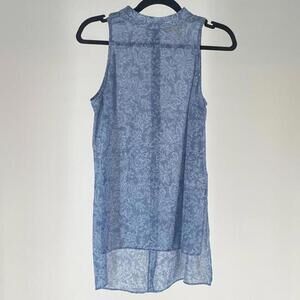 Chic Light Blue Sheer Sleeveless Top